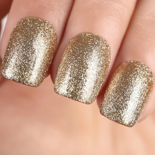 FireDeep Glitter Gold Gel Nagellack, 16ML Sparkle Bright Gold UV/LED Soak Off Gel Lack für Winter Frühling Maniküre DIY 1PCS