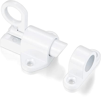 INIRET Lot de 8 loquets à fermeture automatique, serrure de porte à ressort blanc, loquet à boulon résistant en alliage d'aluminium, serrure de porte coulissante automatique avec vis, utilisés pour