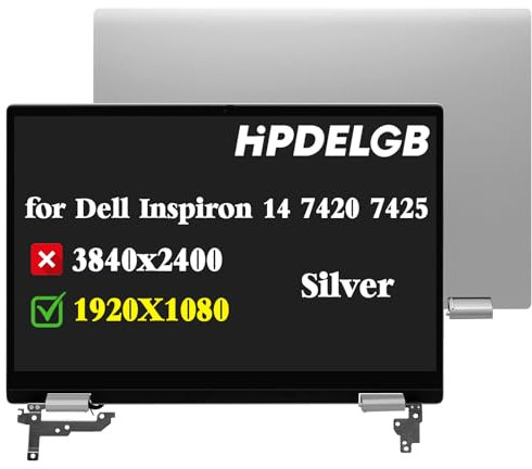 HPDELGB Replacement for Dell Inspiron 14 7420 7425 HWY0J 2-in-1 LCD Touch Screen Digitizer Assembly 14.0 1920x1080 FHD colour Silver