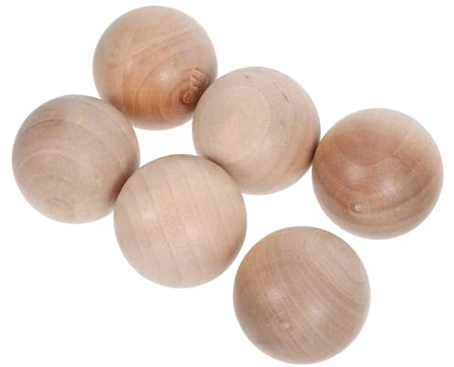 Garneck 6pcs Wooden Ball Stopper for Glass Carafe Unfinished Hardwood Craft Balls Reusable Cork Plug Wine Saver Decanter Top