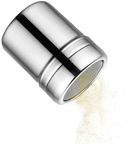 Saupoudreuse en acier inoxydable - Saupoudreuse à chocolat - Pelle à café et à cacao - En acier inoxydable - Saupoudreuse à farine - Avec couvercle - Shaker à noix de coco