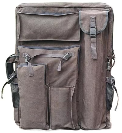 HMXRJKL Kunst Mappe Tasche Großer Kunst-Portfolio-Rucksack, 50 x 70 cm, Zeichenbrett-Tasche, A2-Künstlertasche, verdickte Leinwand-Kunsttasche for Künstler Für Zeichenbretter(Grey)