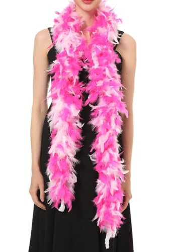 TOZBLEU Federboa,boa feather schal, Länge circa 120 cm, Kostüm-Accessoire, Charleston,20er Jahre,für Flapper,Karneval,Mottoparty, Junggesellinnenabschiede,Gatsby,Theater(Rosenrot/Rosa Verflechtung)