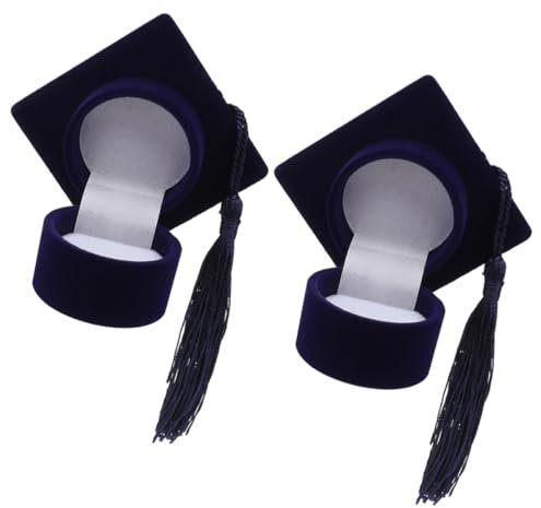 LIFKOME 2stücke Doktorhut Ringboxen Mit Flockbezug Elegante Schmuckbox Für Hochzeiten Und Abschlussfeiern Für Heiratsanträge Und