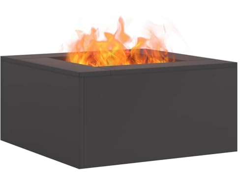 vidaXL Feuerstelle Schwarz 60 x 60 x 30 cm Wetterfeststahl | Hergestellt aus robustem kaltgewalztem Stahl, Entwickelt, um hohe Temperaturen zu verkraften,