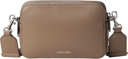 Calvin Klein Women’s Webbing Double Strap Crossbody Bag, Black (Desert Taupe), One Size