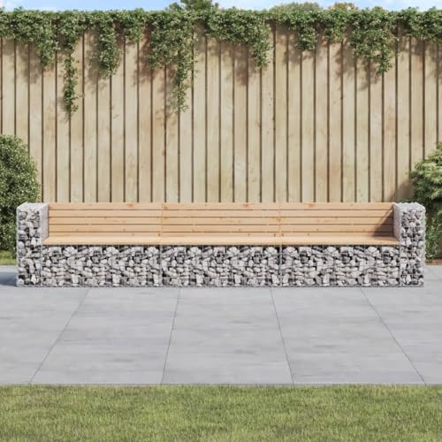 BOWEKAM Banc de jardin Gabion en pin massif 347 x 71 x 65,5 cm