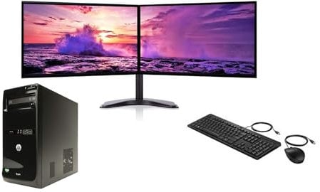 COMPUCLEAR Complete set Dual 22 inch Monitors & ProDesk Core i5-8500 16GB DDR4 RAM 256GB SSD UHD 630 Graphicsc WiFi Windows 11 Pro Desktop PC Computer Keyboard Mouse (Renewed)