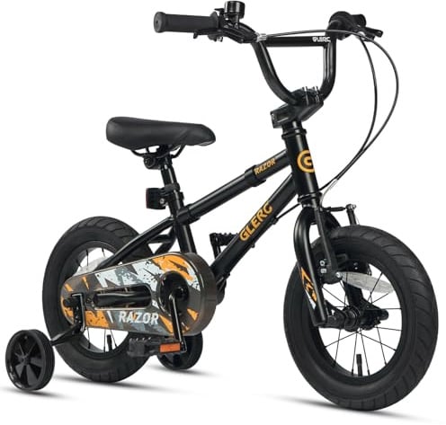Glerc Razor 12, 14, 16 Zoll Kinderfahrrad im BMX-Stil für Kinder im Alter von 2 bis 8 Jahren, mit Stützrädern, Ständer und Klingel, Múltiples Colores
