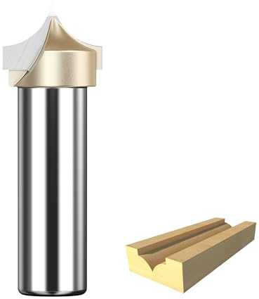 HUHAO 1/2 Shank Point Cutting Roundover Router Bit 3/8 Radius,3/4 Cutting Diameter,Carbide 2 Flute Tipped Round Over Beading Bits for CNC Router Woodworking Carving Tool
