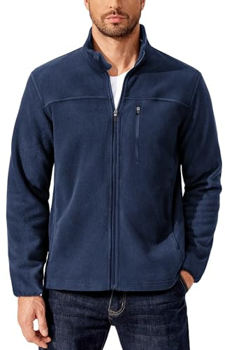PINSPARK Herren Fleecejacke Winddichte Outdoor Fleece Jacke Herbst Übergangsjacke Warm Trekking Fahrrad Jacke Sweatshirt Strickjacke Wanderjacke L Dunkleblau