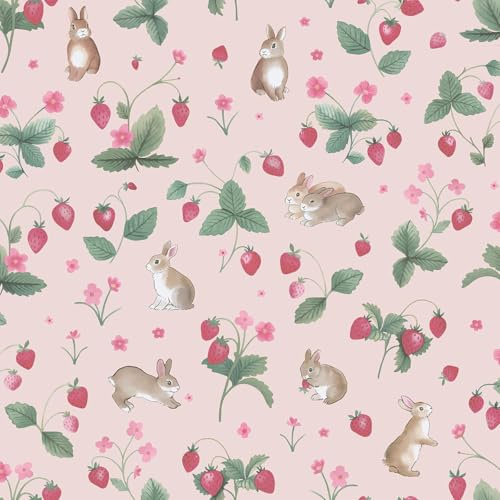 Holden Storybook Bunnies & Berries Cute Soft Nature Inspired Wallpaper Perfect for Nurseries Playrooms Newborns' Walldecoration Pink 14141