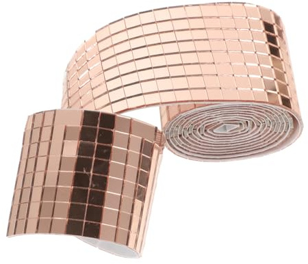 Piastrelle a Mosaico Adesive Specchio Oro 1464 Pezzi 1 Rotolo | Rete in Fibra di Vetro, Taglio Singolo Pretagliato, Riflessi Luminosi, per Soffitto e Cucina