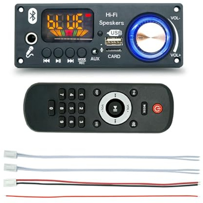 Phyachelo Placa Amplificadora Decodificadora de Audio Bluetooth 2x80W 160W Amplificador Reproductor de Audio 12V DIY Reproductor de MP3 Módulo de Radio FM para Coche TF USB