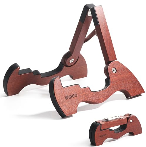 WINGO Gitarrenständer aus Holz, tragbarer klappbarer A-Rahmen, Holzbodenständer für akustische elektrische klassische Gitarren mit rutschfestem Gummi, komplett montiert