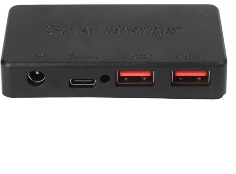 Régulateur de tension solaire, 81,5 x 51,5 mm, boîte de jonction pliable avec USB-C PD 100 W, sortie CC à 5 niveaux (5 V – 20 V), pour panneau solaire et charge de batterie 12 V