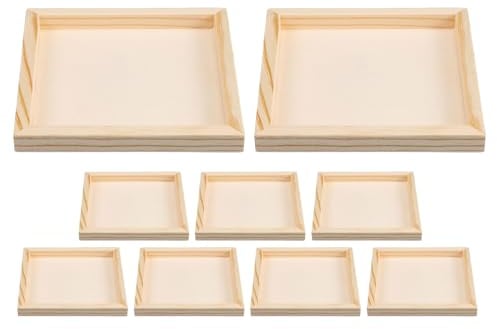Vassoio di Miscelazione Colori in Legno, 9 Pezzi Esagonali Impilabili | Superficie Grezza Beige, Struttura Stabile a Sei Lati, per Gioco Sensoriale e Aula, per Piccoli Oggetti