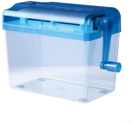 Handgekröpfter Aktenvernichter, tragbarer Desktop-Papierschredder, manueller Streifenschneider für Büros, Häuser und leichte Geschäftsanwendungen (blau)
