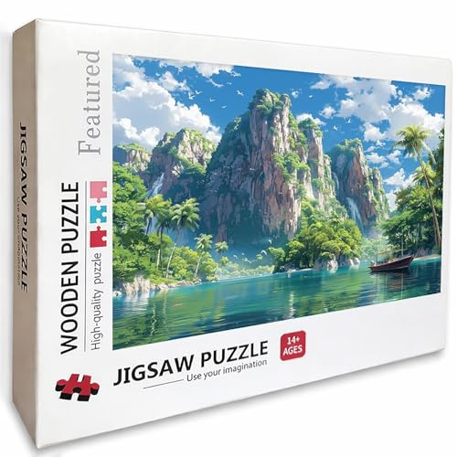 Boat Wooden Jigsaw Puzzles 39x28in, Landscape Jigsaw Puzzles 2000 Pieces for Adults with Box, Educational Challenging Game, Back Lettering Easy to Distinguish, Summer Gifts, Beautiful Decor, I-9696