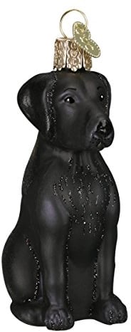 Old World Christmas schwarzer Labrador, Hundekollektion, glasgeblasene Ornamente für den Weihnachtsbaum