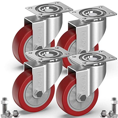 GBL Ruedas para Muebles Pesados + Tornillos - 100 mm Hasta 600 kg - 4x Ruedas Giratorias Grandes que No Dejan Marcas de Alta Resistencia - Para Mesa Cama Mueble Canape Sofá Palets