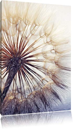 Pixxprint Schöne Pusteblume Bunstift Effekt, Größe: 60x40cm, Leinwandbild, fertig gespannt, Wandbild, Dekoration, Kunstdruck, kein Poster