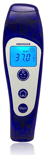 TECNIMED - Visiofocus PRO 06480 - Modello Professionale - Termometro medicale ad infrarosso senza contatto con proiezione della temperatura sulla fronte - Include astuccio protettivo - Made in Italy