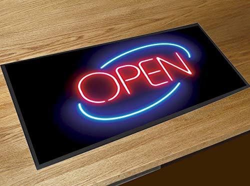 Open Light Sign Neon Pub Bar Runner Thekenmatte