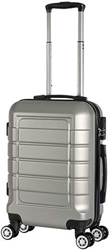Cahoon - Hartschalen-Koffer Trolley Handgepäck Reisekoffer Kofferset 4 Rollen M-L-XL-Set 201 (Silber, Handgepäck)