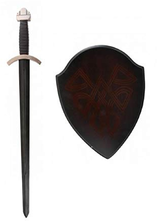 VIKING GEAR® Wikinger Schwert LAGHERTA Edition - Langschwert - Kampfschwert mit Halterung 90 cm - Schildmaid Langwaffe - Schwert mit Halterung, braun schwarz Kupfer
