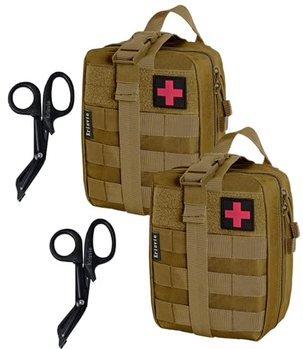 Krisvie Botiquín de Primeros Auxilios 2pcs Kit de Supervivencia con Tijeras de gasa Botiquín de Primeros Auxilios para Coche Barco El Hogar Lugar Trabajo Mochila y Acampar Senderismo Viaje