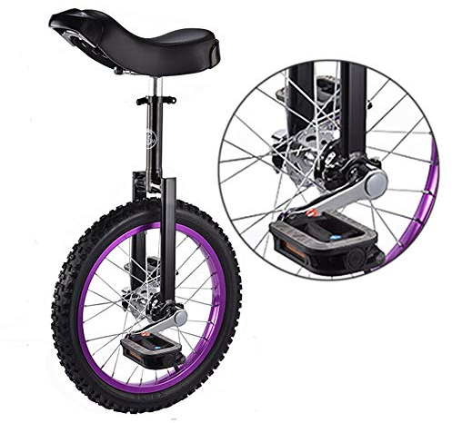 HWF Einrad 16 Zoll Kinder Einrad, Balance Exercise Fun Bike mit Bequemem Sitz & Skidproof Wheel, für Kinder Von 9-14 Jahren, Lila