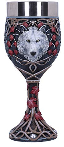 Nemesis Now Lisa Parker Guardian of The Fall White Autumn Wolf Kelch, Edelstahl, weiß, 1 Count (Pack of 1)