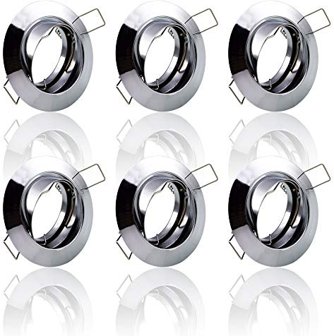 6x SET Einbaustrahler + GU10 für 230V eisen gebürstet Schwenkbar rund Einbau Spots Decken Strahler Leuchte Spots Deckenleuchte Lampe Einbauleuchte Einbaurahmen 104S-TP SN
