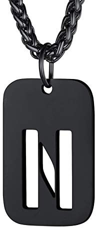 Bandmax Unisex Collar Militar con Letra N Nombre en Chapa Identificativa para Hombres Mujeres Acero Negro