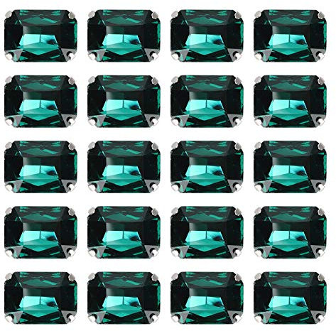 Fydun 20 pièces Boutons Coudre sur Bricolage Robe de mariée rétro embellissements Artisanat vêtements Chaussures Sacs décoration(en Verre rectangulaire Vert émeraude)