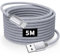 CLEEFUN USB C Kabel 5M, Lang Ladekabel USB C auf USB, 3A Schnellladekabel für PS5 Controller, für Samsung Galaxy S24 S23 S22 S21 S20 S10, A15 A14 A13 A55, für iPhone 15/16/15 Pro Max, Tablet usw