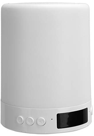 S66 + Altavoz Bluetooth Reloj despertador Luz de noche colorida, Control táctil de 3,5 mm Lámpara de mesa de escritorio LED Altavoz de luz nocturna, 3 niveles de brillo, Compatible con Bluetooth / FM