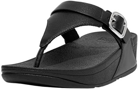 Fitflop Women's Lulu Adjustable Leather Toe Post Wedge Sandal, All Black, 5 UK
