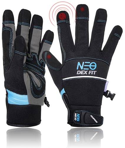 DEX FIT Warm Mechanic Gloves MG310 Winter, Waterproof, Insulated, Durable Leather Reinforcements, Firm Grip, Comfort Fit, Touchscreen Compatible, Washable, Black S (7) 1 Pair