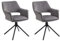 byLIVING Esszimmerstuhl Eleonore / 2er Set/Stoff Cord grau/Gestell Metall schwarz/Sitzschale 360° drehbar/Küchenstuhl gepolstert/Wohnzimmerstuhl/B 57, H 84, T 61, cm