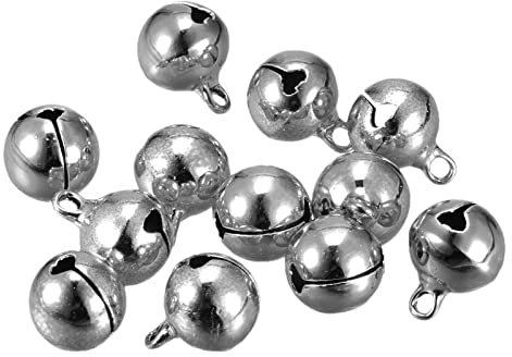 sourcing map Jingle Bells, 12mm 12stk. kleine Glocken für Basteln DIY Weihnachtsdekoration, Silber Ton
