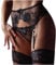 ROSVAY Damen Transparent Sexy Strumpfgürtel mit 4 verstellbaren Clips G-String Strumpfgürtel Korsett Spitze Hohe Taille Tanga für Strümpfe Dessous Strumpfbänder (Schwarz), Einheitsgröße