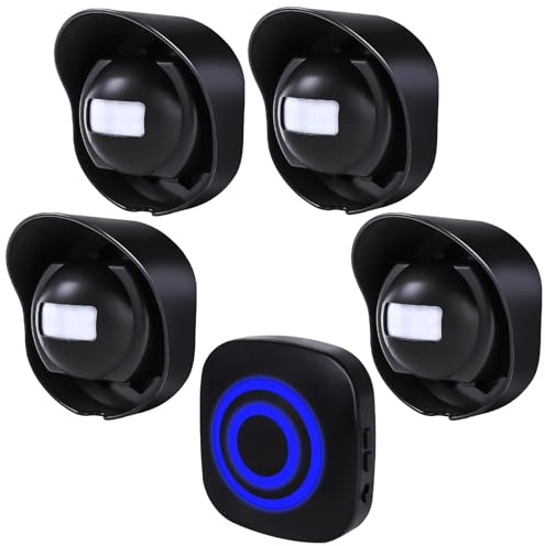 Wireless Driveway Alarm, 328ft Long Range Weatherproof Motion Sensor Alert | Outdoor Motion Detector Protect Outdoor/Indoor Property, 1 Receiver and 4 Waterproof Sensors, 38 Chimes