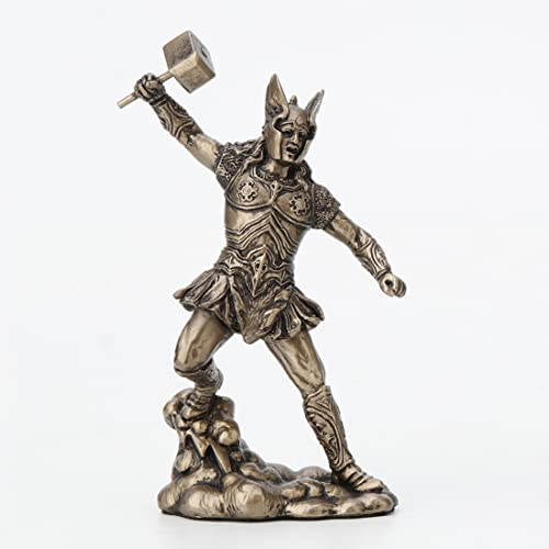 Veronese Design 11,4 cm großer Donner-Gott, Thor nordischer Wikinger-Figur, bemalte Miniatur-Statue aus Kunstharz