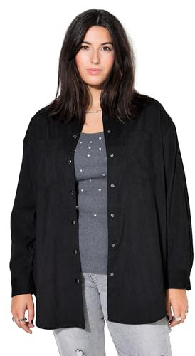 Studio Untold Damen große Größen Übergrößen Plus Size Cord-Hemd, Oversized, Hemdkragen, Langarm schwarz 46+ 810897100-46+