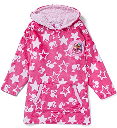 Barbie Vêtements d'intérieur à Capuche en Polaire surdimensionnée pour Enfants Fille Rose Taille Unique
