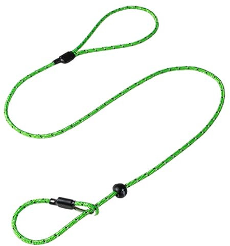 Dog & Field Pro Trialler Slip Lead With Push Button Stopper - 1.2m Thin Rope for Dogs, No Collar or Harness Needed in Lime Green