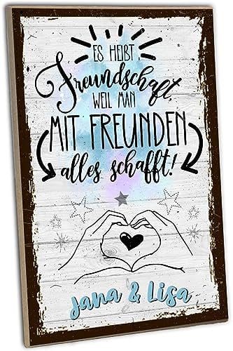 schilderkreis24 - Personalisiertes Holzschild mit anpassbarem Design für die beste Freundin - Einzigartige Geschenkidee für besondere Anlässe, Wand- oder Tischdeko (Namen)