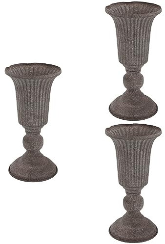 Yardwe Vintage Blumentopf 3 Stück Blumentopf Metall-Blumentopf Dekorative Außendekoration Outdoor-Heimdekoration Römischer Blumentopf Friedhof Grabvase Hochzeit Blumentisch Vase